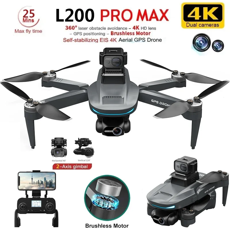 L200 PRO MAX Drone 4K 2-Axis P - Drone Gps Mount 评论和价格